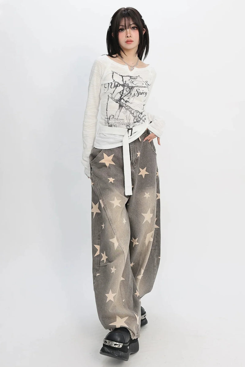Graphic Ribbon Print Top