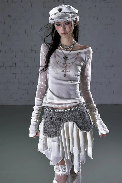 Baroque Flocked Sheer Top