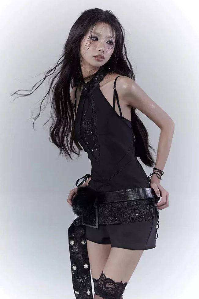 Dark Mode Sleeveless Top + Inner + Belt