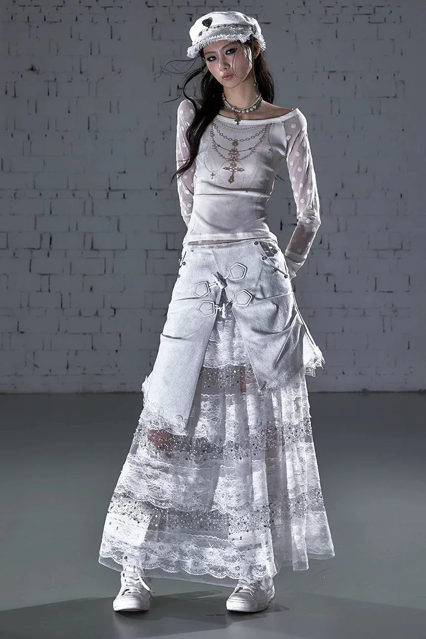 Baroque Flocked Sheer Top