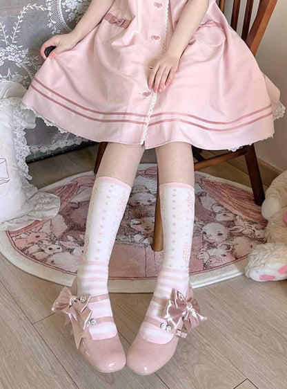 Ribbon Open Heart High Heel Lolita Shoes [jewel Ribbon/normal Ribbon]