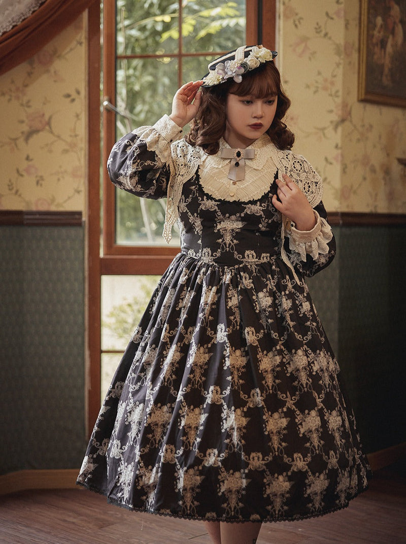 [pre-order] Antique Flower Wall Lolita Retro Cake Pendant Dress