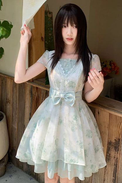 Tai Ming Green Jacquard Dress