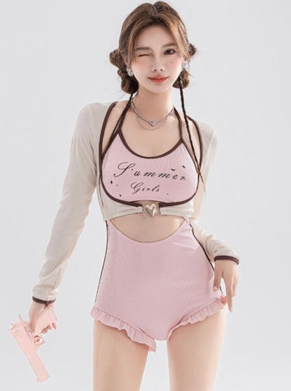Retro Sweet Two Piece Overall Swimsuit