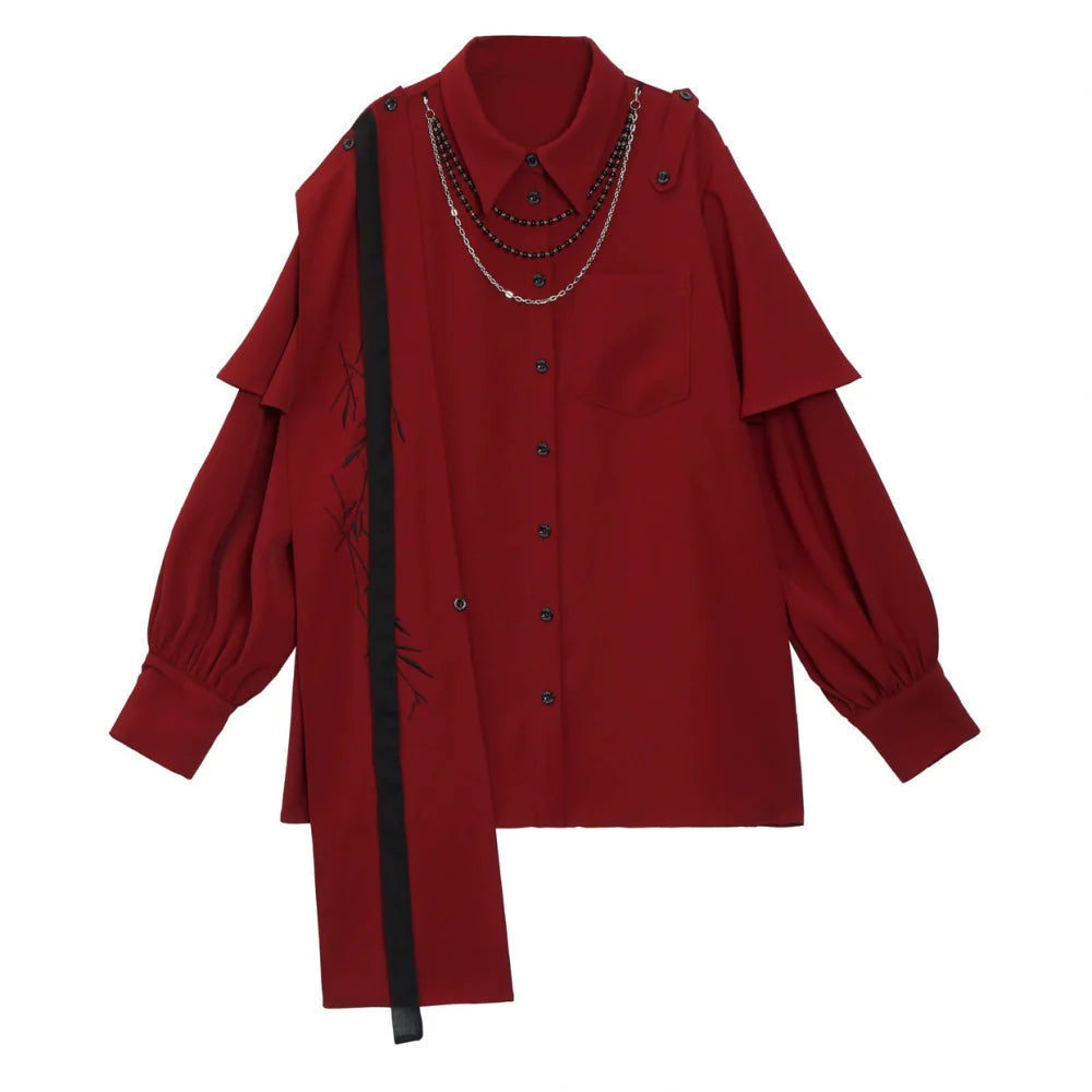 Chinese-style Top + Chiffon Pants + Corset