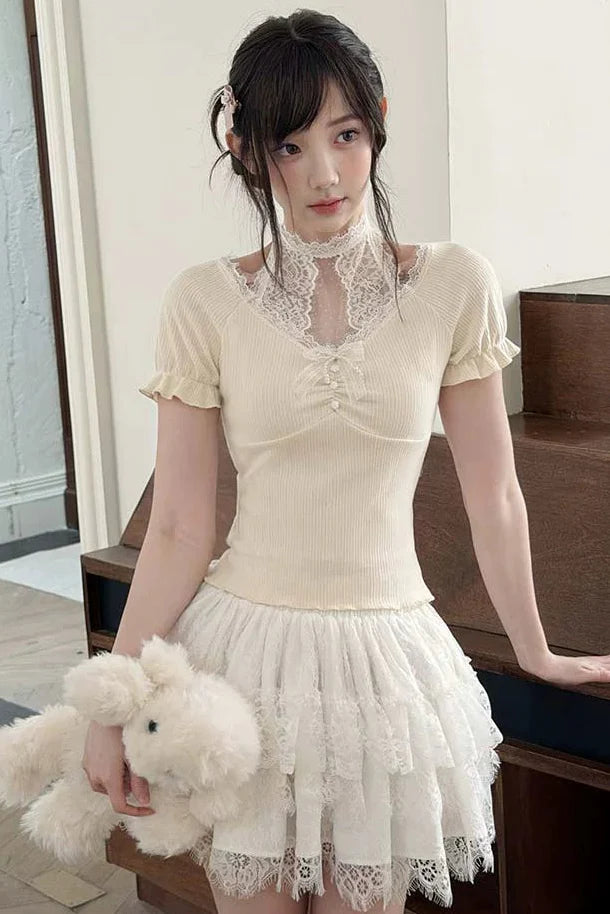 Sweet Dream Lace Halter Top + Skirt
