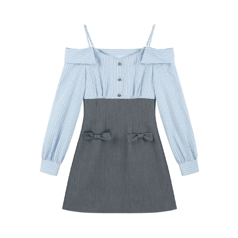 French Striped Blue Dress