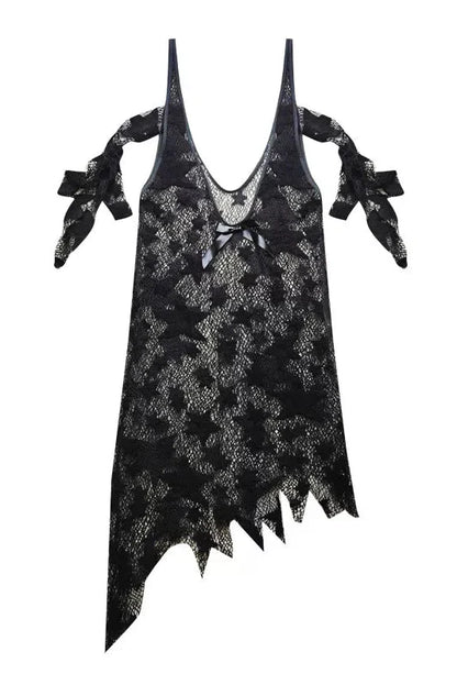 Sheer Star Mesh Asymmetrical Top