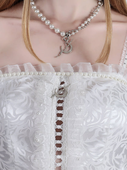 Electric Moon Fairy Pearl Lace Jacquard Asymmetrical Dress