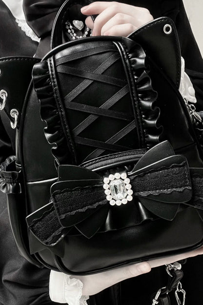 [pre-order] Cat Ear Jewel Ribbon Backpack