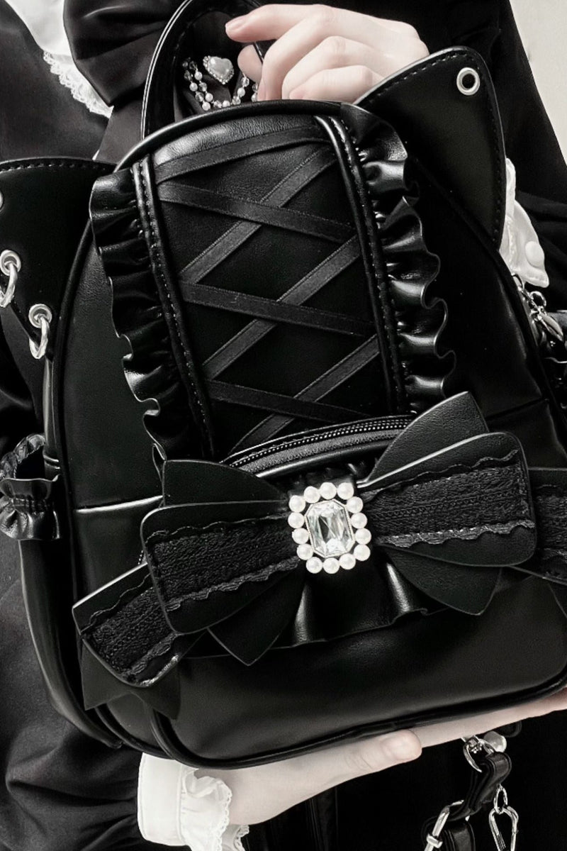 [pre-order] Cat Ear Jewel Ribbon Backpack
