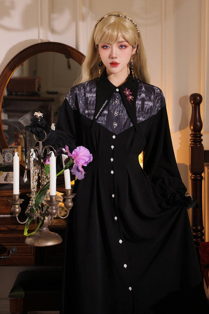 French Long Shirt Dress