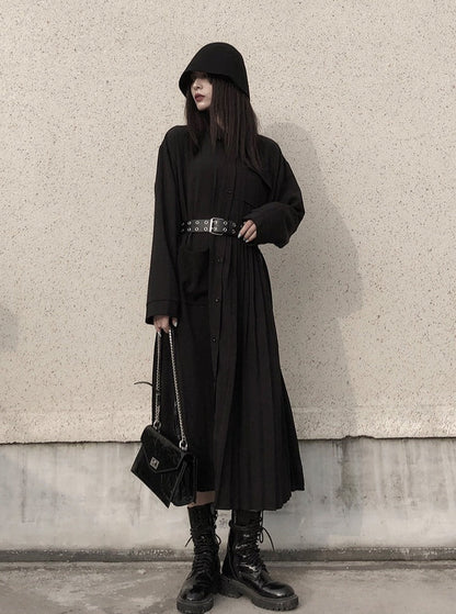 Dark Style Loose Shirt Dress