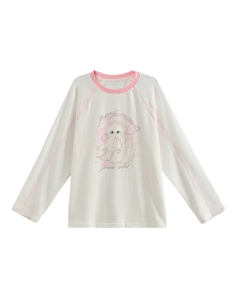 Sweet Cat Print Top