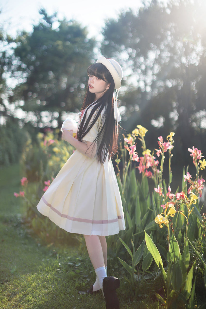 Milky Yellow Retro Jogakuin Dress