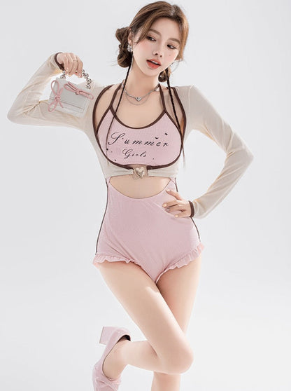 Retro Sweet Two Piece Overall Swimsuit