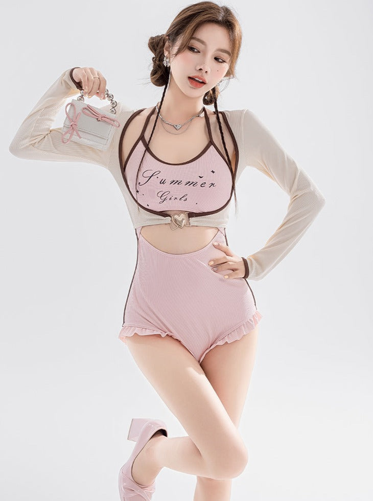Retro Sweet Two Piece Overall Swimsuit