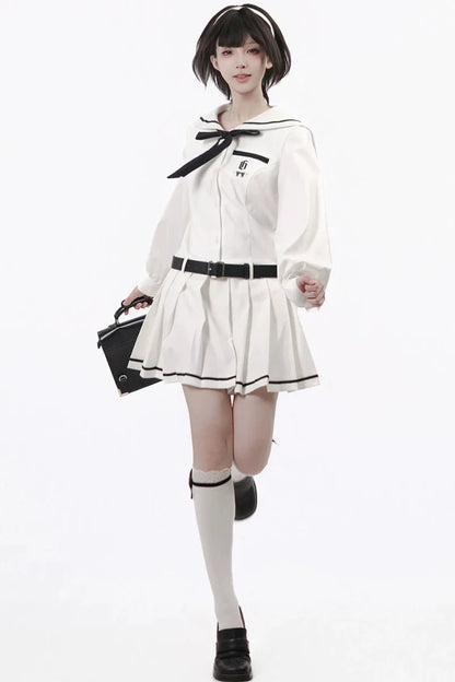 Monochrome Girl Sailor Dress + Shirt + Skirt + Bow Tie