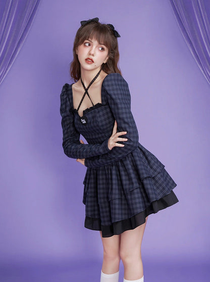 Gingham Plaid Ruffle Dress