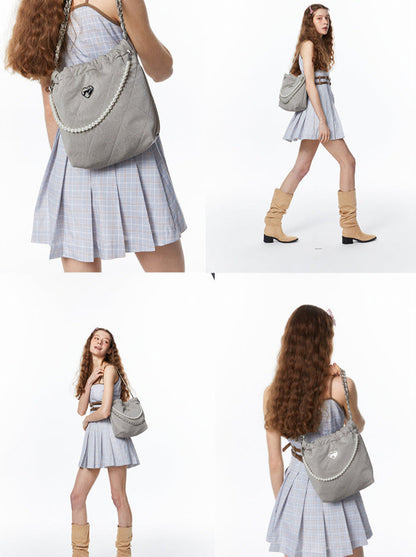 Fragrance Pearl Chain Drawstring Shoulder Bag