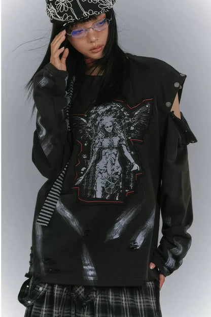 Cut Arm Design Loose Mode Tops