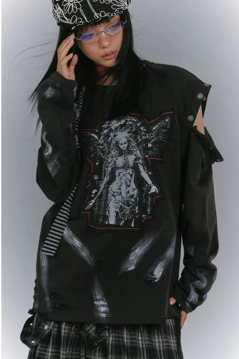 Cut Arm Design Loose Mode Tops
