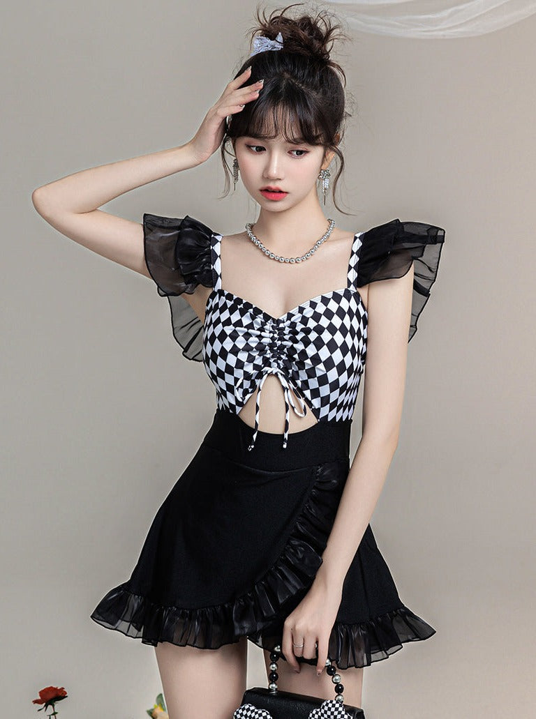 Mode Ruffle Design One Piece Swimsuit