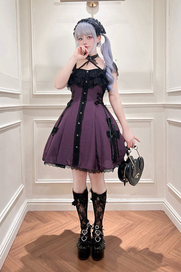 [reservations] Gothic Dark Mine Lace Flying Sleeve Dress + Choker
