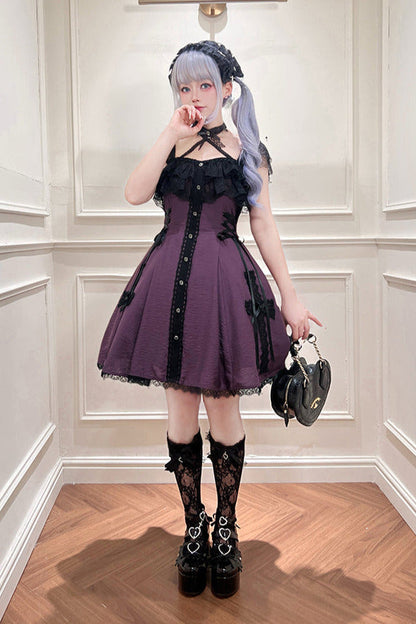 [reservations] Gothic Dark Mine Lace Flying Sleeve Dress + Choker