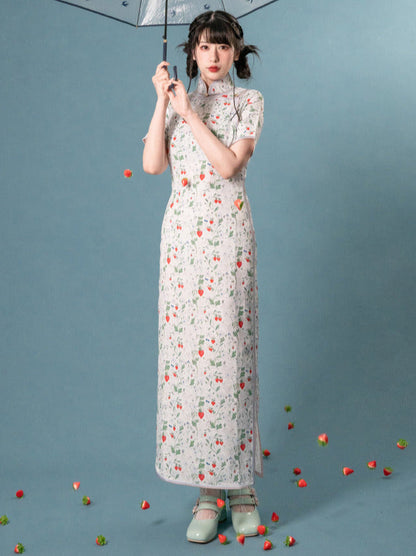 Strawberry Piping Cheongsam Dress