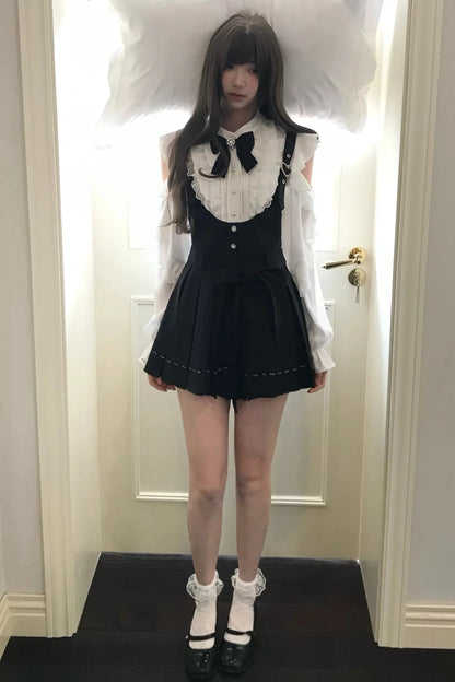 Dark Sweet Off Shoulder Top + Suspender Skirt