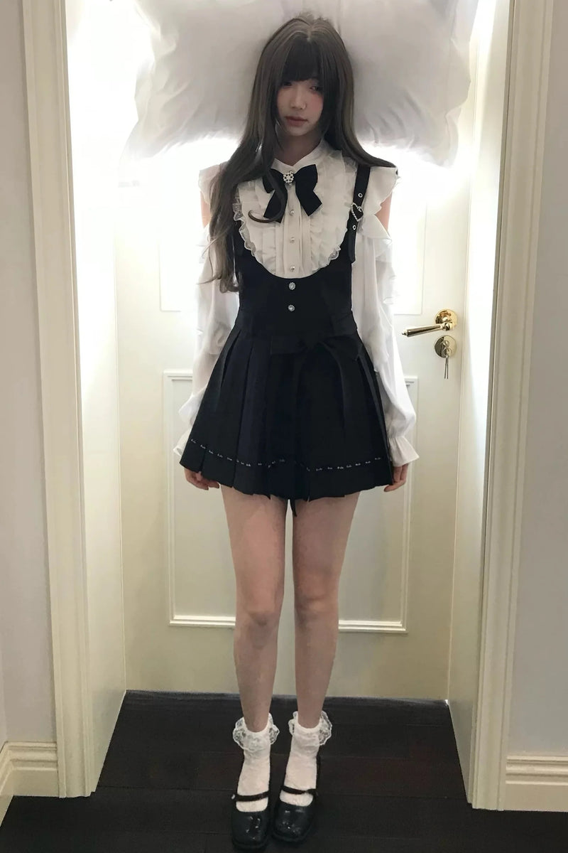 Dark Sweet Off Shoulder Top + Suspender Skirt