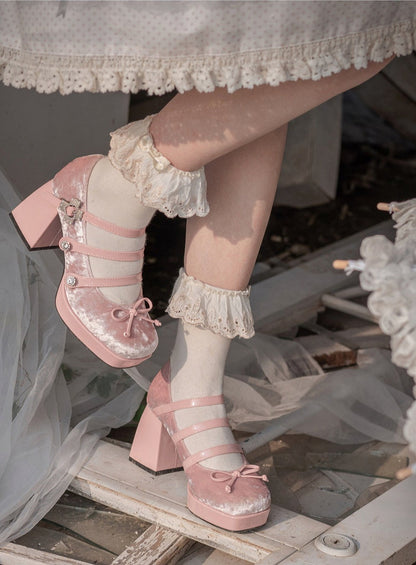 Little Ribbon Velvet Platform High Heel