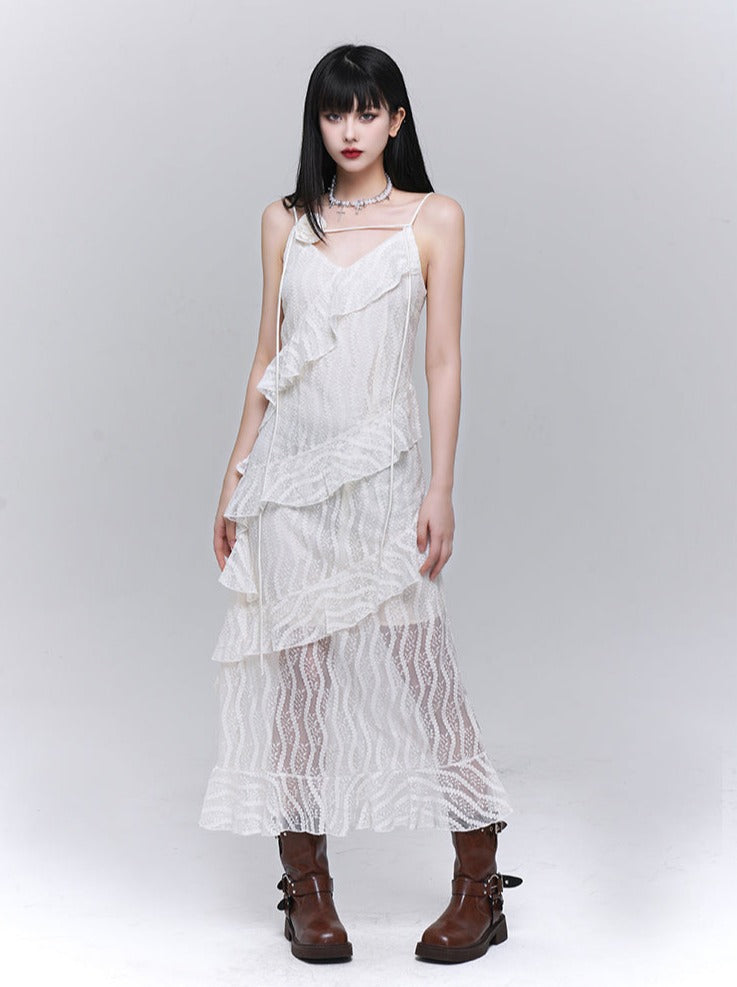 Girl Lace Suspender Dress + Flower Accessories