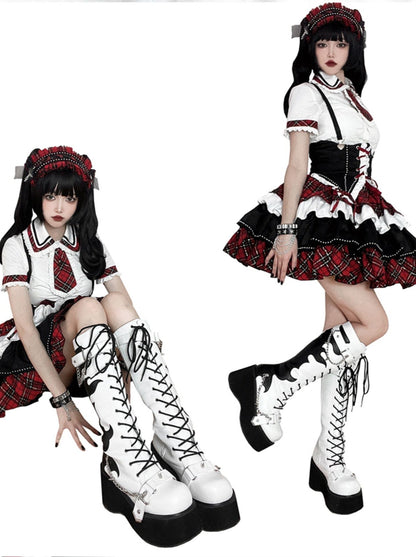 Punk Style Round Toe Platform Boots