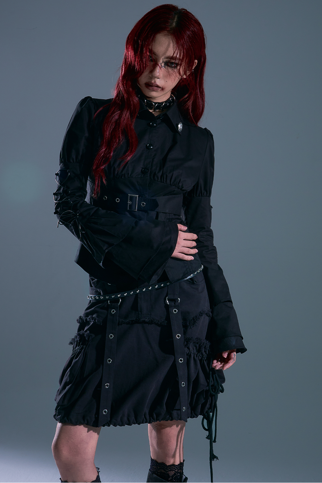 Gothic Lace Up Blouse
