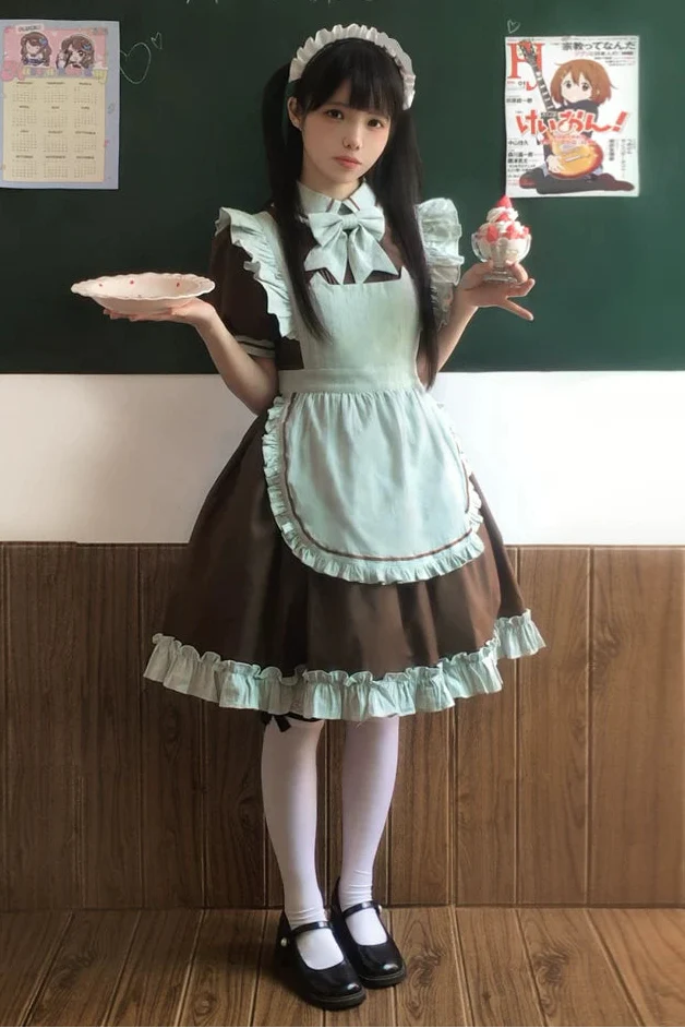 Mint Black Berry Lolita Dress + Apron + Tie