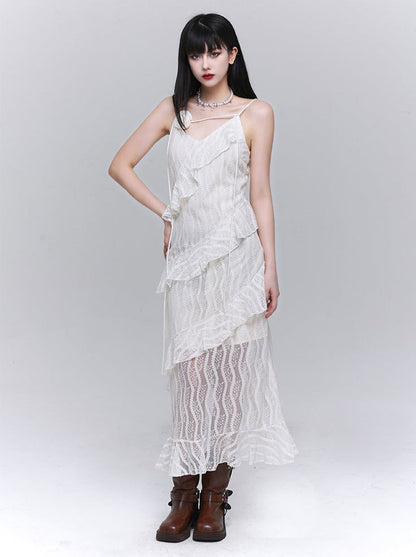 Girl Lace Suspender Dress + Flower Accessories