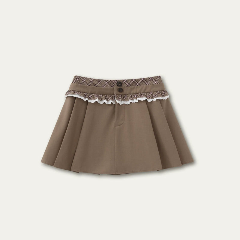 Retro Khaki Checkered Top + Skirt