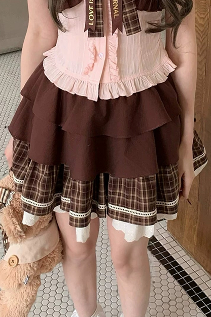 Strawberry Cocoa Doll Collar Top + Skirt