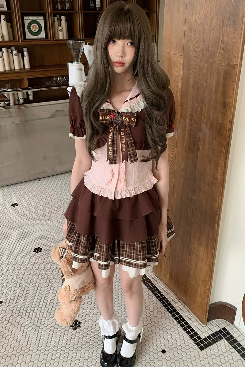 Strawberry Cocoa Doll Collar Top + Skirt