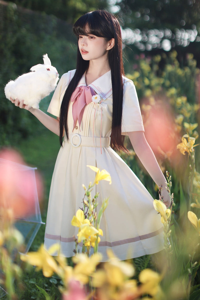 Milky Yellow Retro Jogakuin Dress