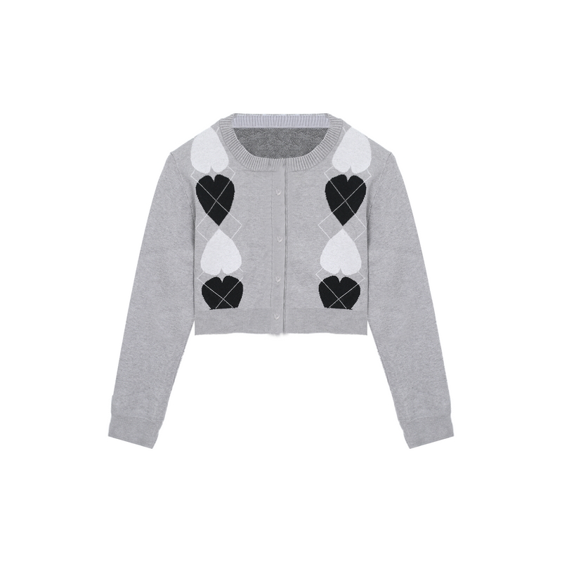 Heart Pattern Cardigan + Top + Shorts