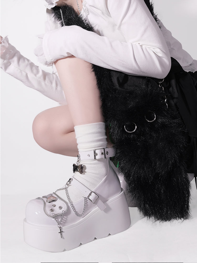 Punk Rivet Bone Millennium Platform Shoes
