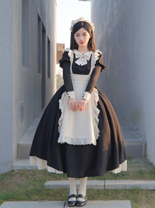Pleated Lace Maid Dress