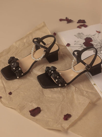 Black Rose Pearl Sandals