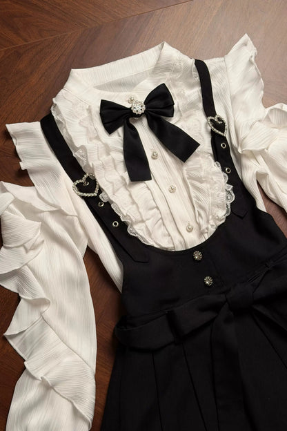 Dark Sweet Off Shoulder Top + Suspender Skirt