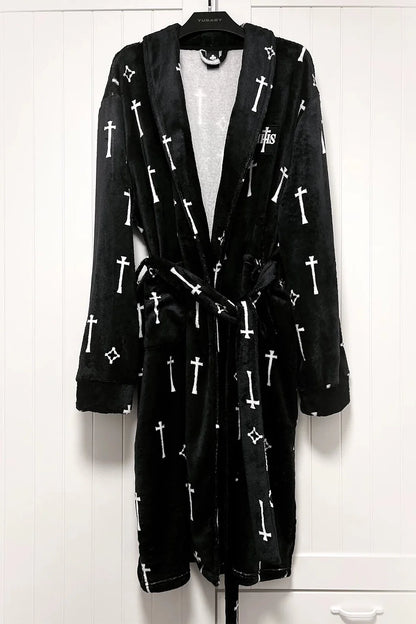 Gothic Cross Flannel Nightgown Coat + Loose Pants + Jacket