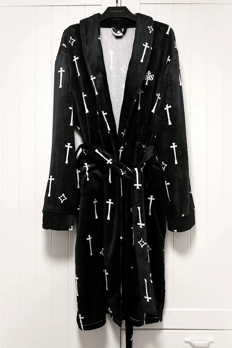 Gothic Cross Flannel Nightgown Coat + Loose Pants + Jacket