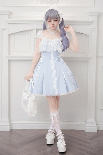 [reservations] Gothic Dark Mine Lace Flying Sleeve Dress + Choker